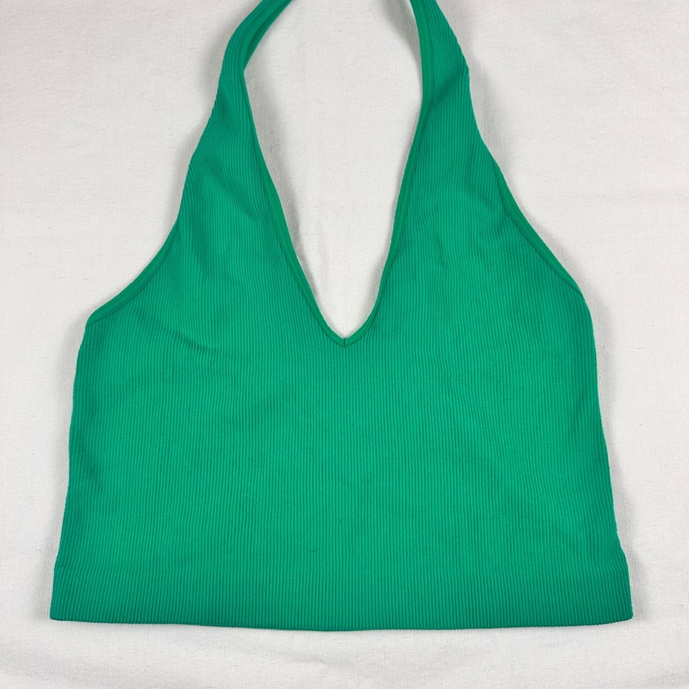 Ambiance Vibrant Green Halter Crop Top bra size M/L